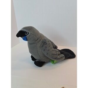 Antics New Zealand Kokako Plush Stuffed Bird With Sound Grey Blue Wattle 6 Inch